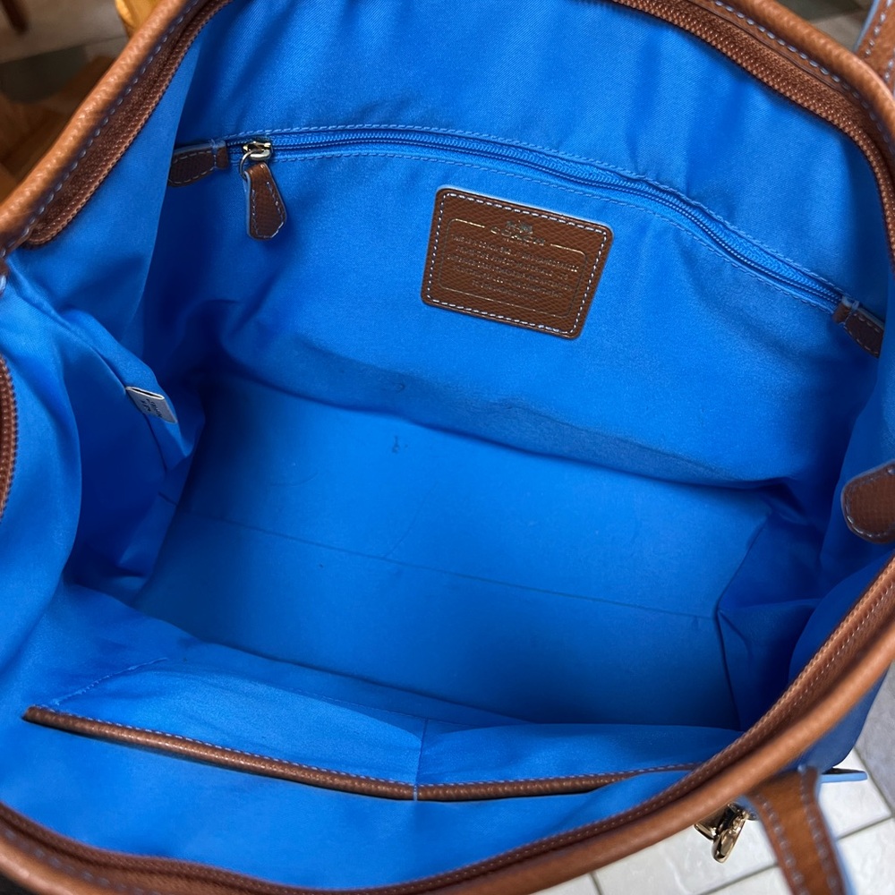 Coach Royal Blue and Brown Tote Bag - Picture 4 of 10